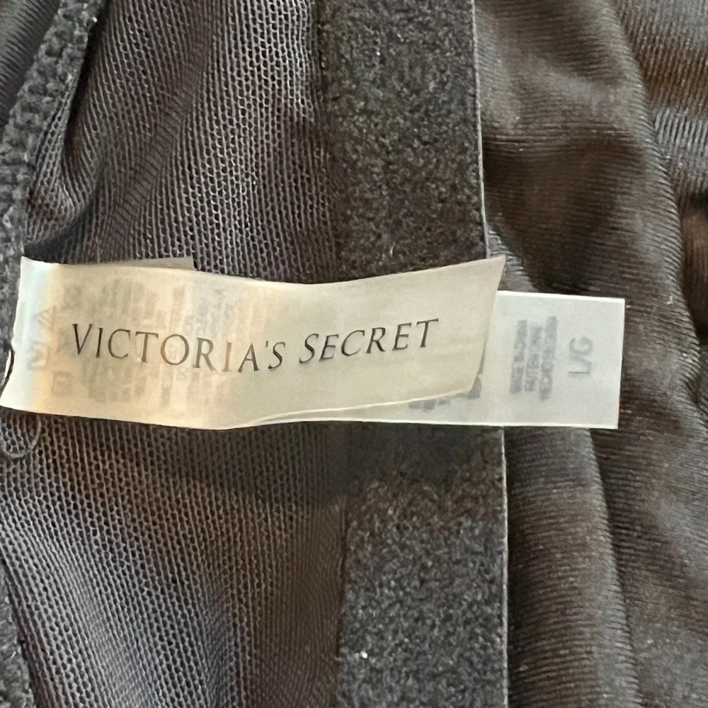Victoria's Secret Black Ruched Halter One‎ Piece Swimsuit Gold Hardware Large